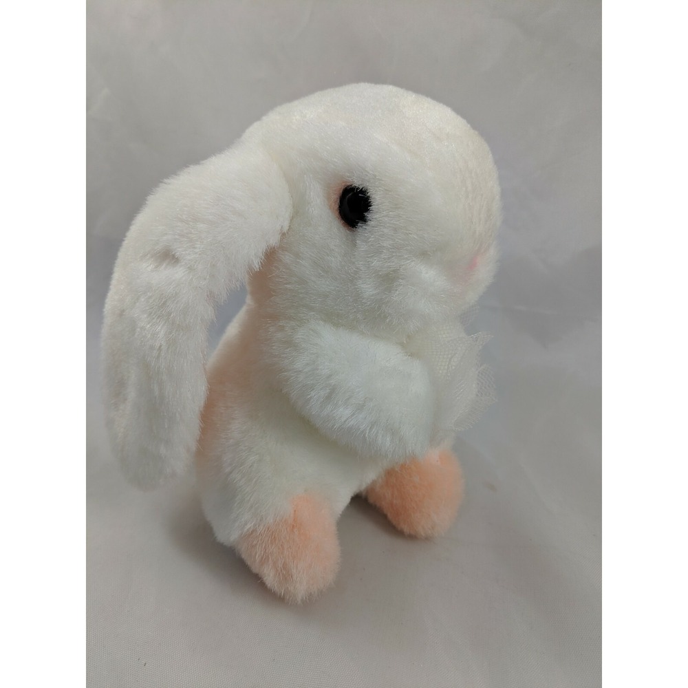 Welcome White Rabbit Plush Peach Ears 6 Inch Stuffed Animal toy